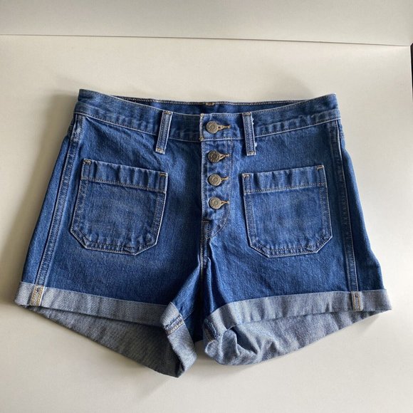Levi’s Orange Tab High Rise Button Fly Famous Fit Jeans Cuffed Bottom Size 27 - Picture 2 of 10